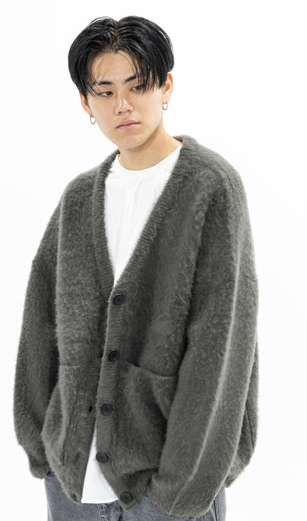 マスノウン(MASSNOUN)   ANGORA WOOL MOHAIR CARDIGAN MFZCD001-DK