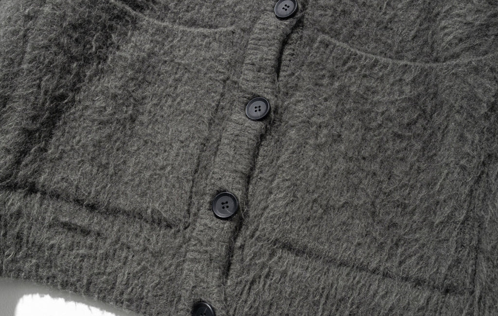 マスノウン(MASSNOUN)   ANGORA WOOL MOHAIR CARDIGAN MFZCD001-DK