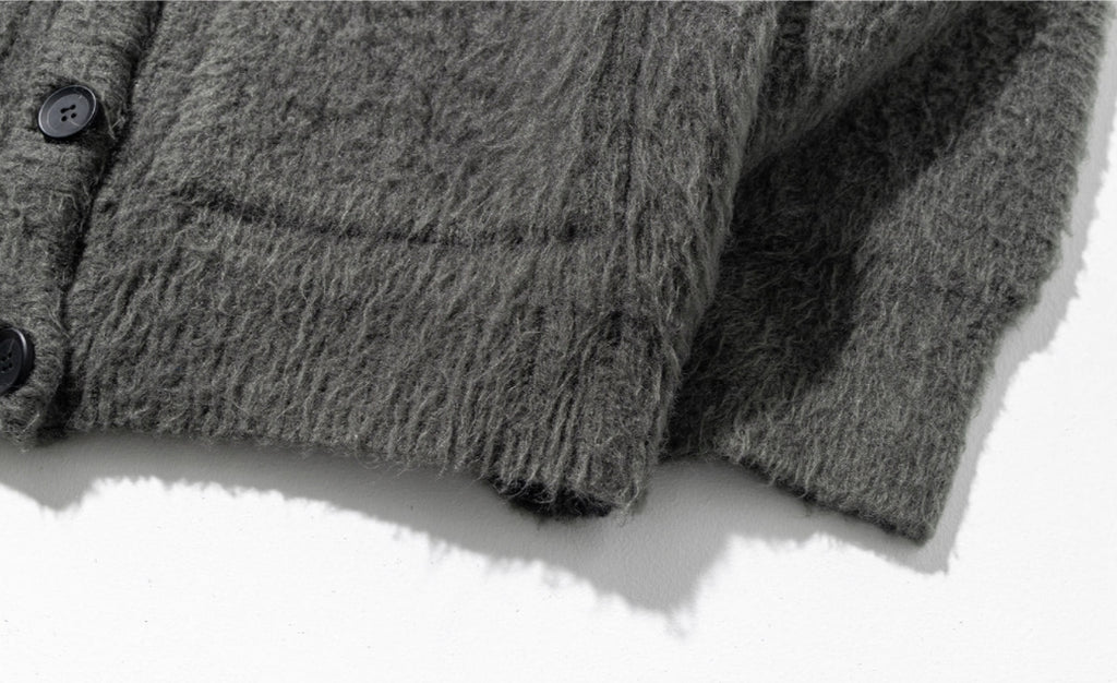 マスノウン(MASSNOUN)   ANGORA WOOL MOHAIR CARDIGAN MFZCD001-DK