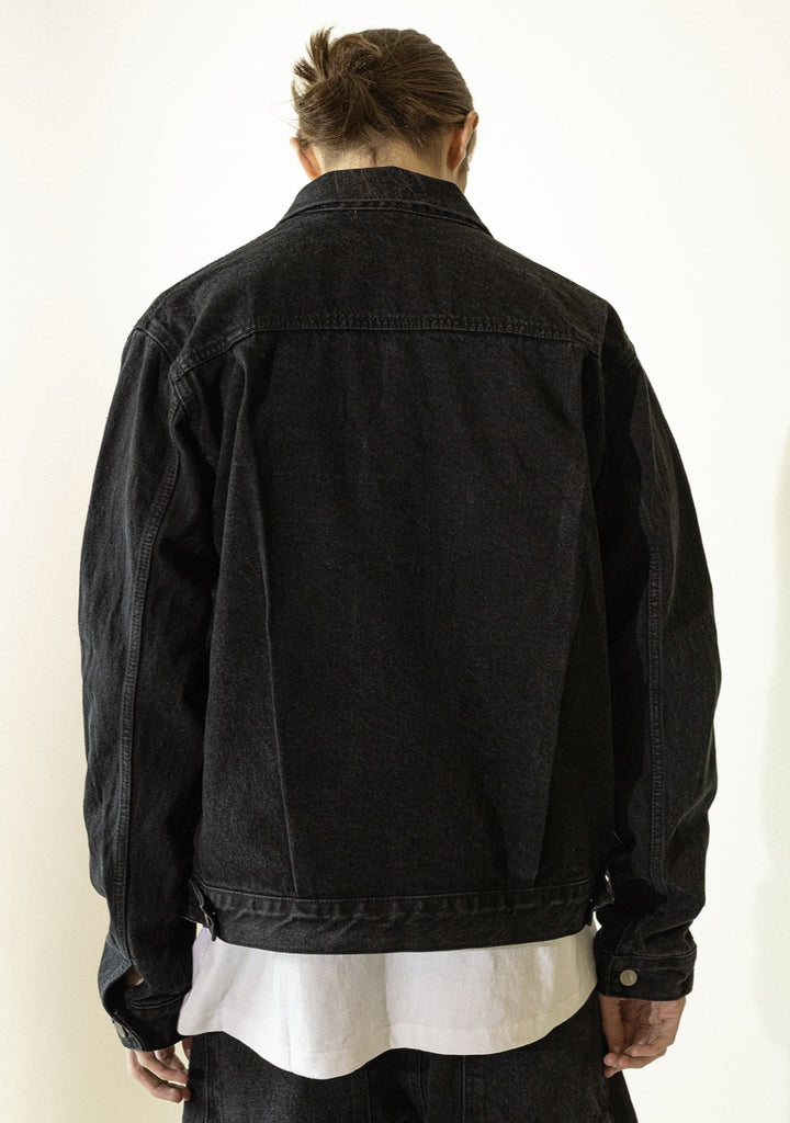 マスノウン(MASSNOUN)  PLEATS TRUCKER DENIM JACKET MFZJK002-BK