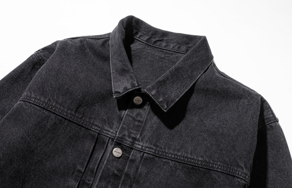 マスノウン(MASSNOUN)  PLEATS TRUCKER DENIM JACKET MFZJK002-BK