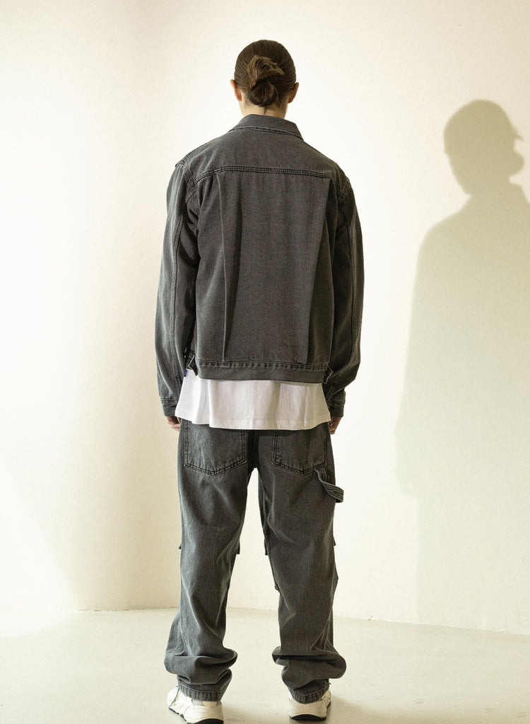 マスノウン(MASSNOUN)   PLEATS TRUCKER DENIM JACKET MFZJK002-GY