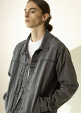 マスノウン(MASSNOUN)   PLEATS TRUCKER DENIM JACKET MFZJK002-GY