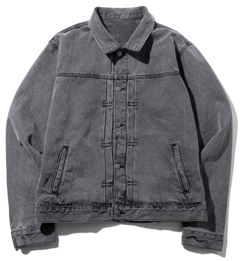 マスノウン(MASSNOUN)   PLEATS TRUCKER DENIM JACKET MFZJK002-GY