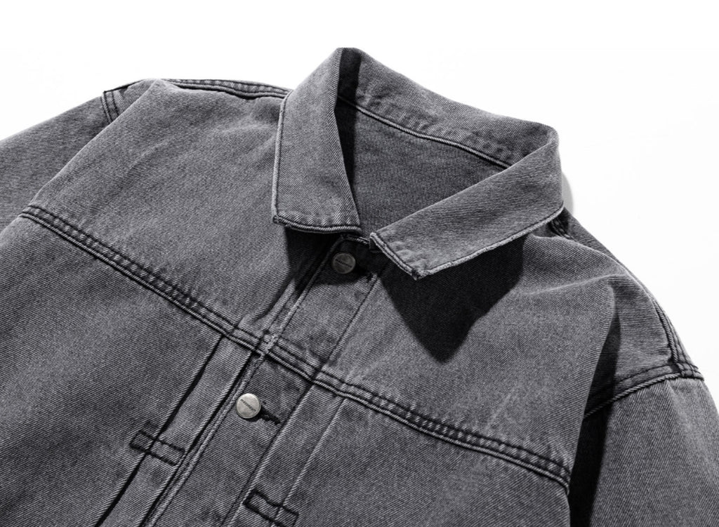 マスノウン(MASSNOUN)   PLEATS TRUCKER DENIM JACKET MFZJK002-GY