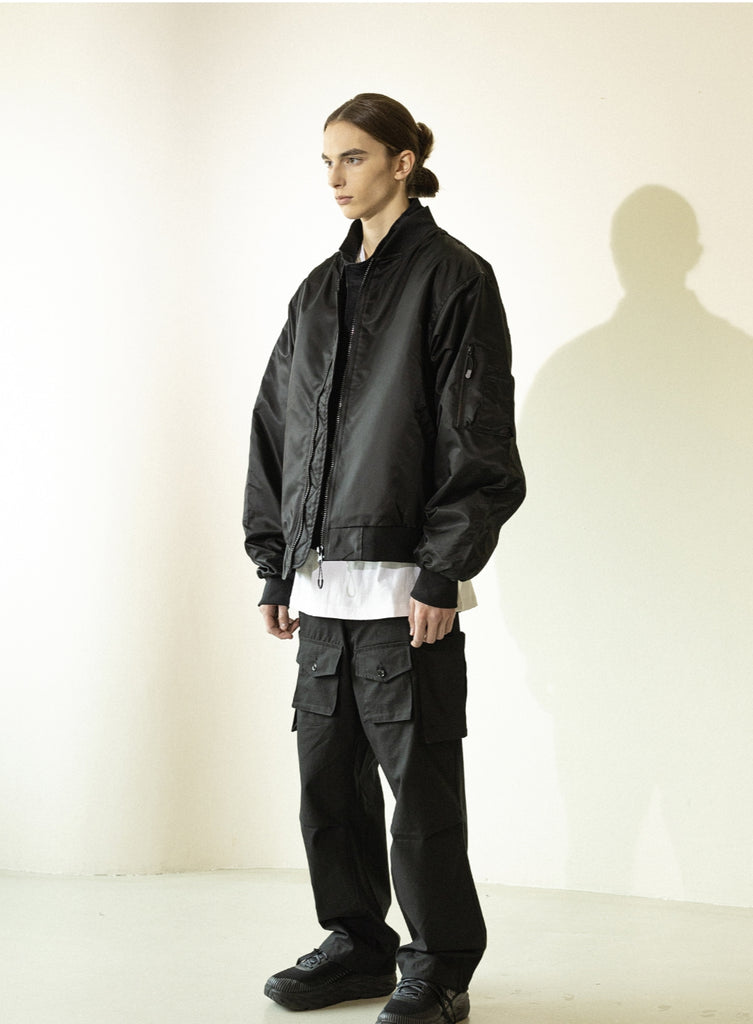 マスノウン(MASSNOUN)  OVERSIZED MA-1 JACKET MFZPD001-BK