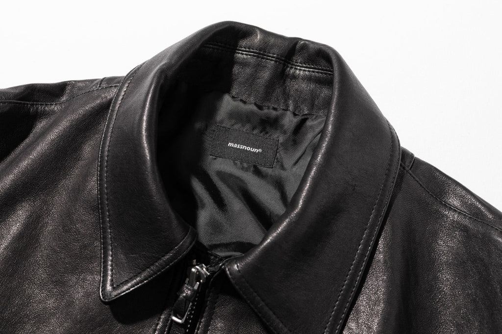 マスノウン(MASSNOUN)   LAMBSKIN VEGETABLE DOUBLE POCKET BLOUSON MFZJK003-BK