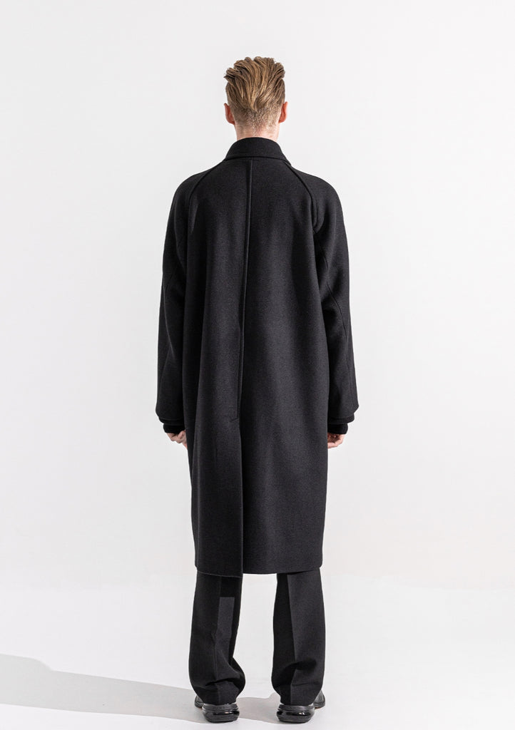 マスノウン(MASSNOUN)  THREE WEBPOCKET BALMACAAN WOOL COAT MWZCT003-BK