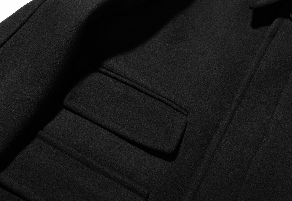 マスノウン(MASSNOUN)  THREE WEBPOCKET BALMACAAN WOOL COAT MWZCT003-BK