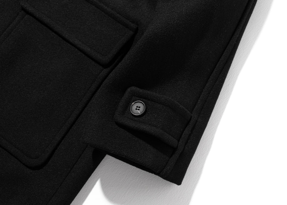 マスノウン(MASSNOUN)  THREE WEBPOCKET BALMACAAN WOOL COAT MWZCT003-BK