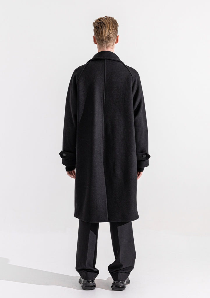マスノウン(MASSNOUN)  WEBPOCKET HIDDEN SNAP BALMACAAN WOOL COAT MWZCT004-BK