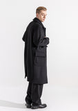 マスノウン(MASSNOUN)  WEBPOCKET HIDDEN SNAP BALMACAAN WOOL COAT MWZCT004-BK
