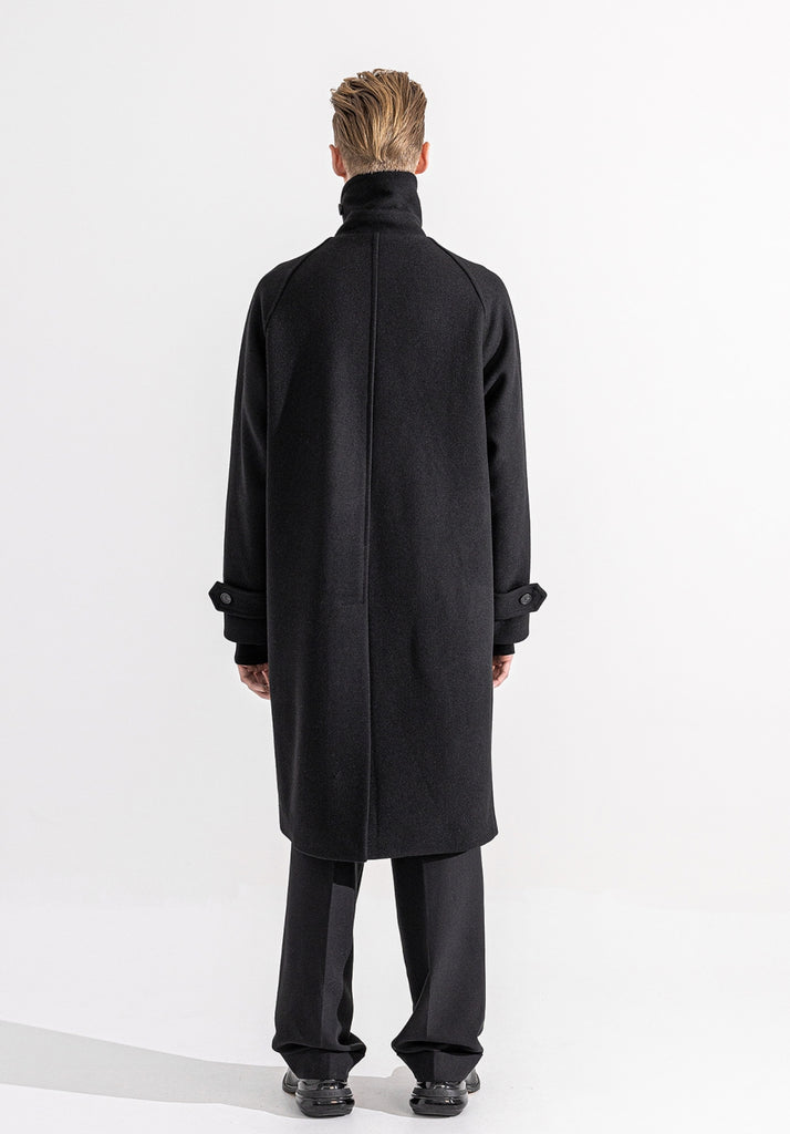 マスノウン(MASSNOUN)  WEBPOCKET HIDDEN SNAP BALMACAAN WOOL COAT MWZCT004-BK