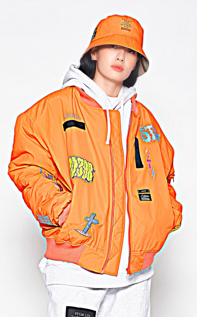STIGMA(スティグマ) WOLF OVERSIZED QUILTED MA-1 JACKET ORANGE