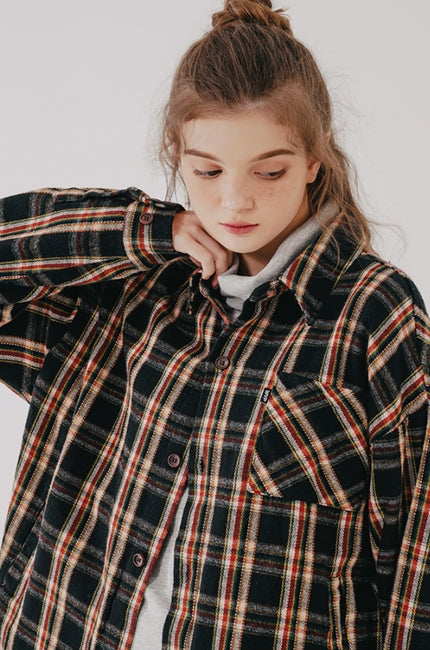 ダブルユーブイプロジェクト(WV PROJECT) Denish Long Check Shirt Black JILS7441