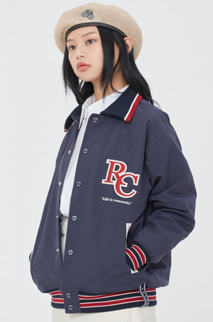 ロマンティッククラウン(ROMANTIC CROWN) RC LOGO BOMBER JACKET_NAVY