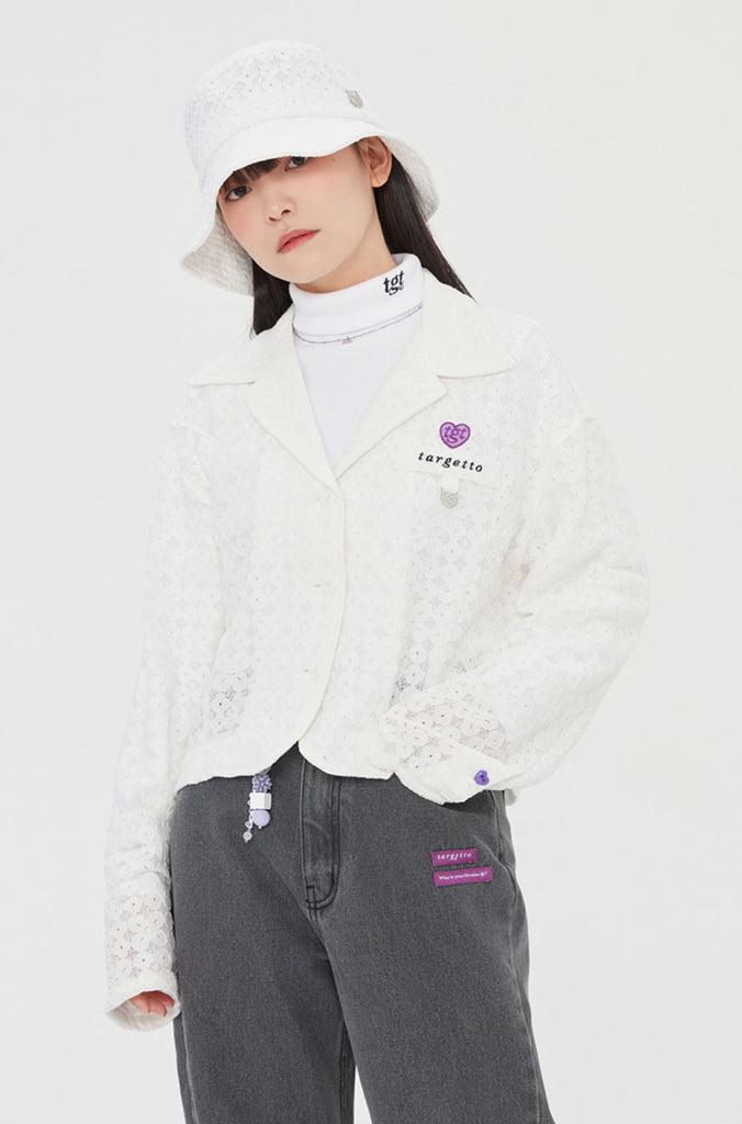 TARGETTO(ターゲット) LACE CROP BLAZER_WHITE