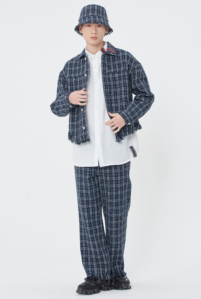 ロマンティッククラウン(ROMANTIC CROWN) TWEED TRUCKER JACKET_NAVY