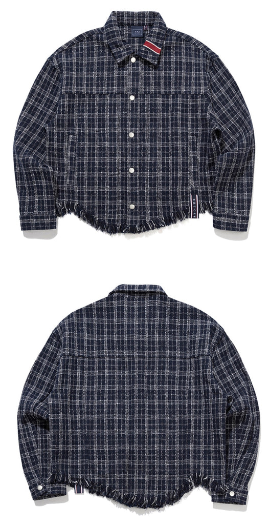 ロマンティッククラウン(ROMANTIC CROWN) TWEED TRUCKER JACKET_NAVY
