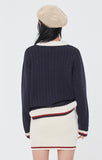 ロマンティッククラウン(ROMANTIC CROWN)  CABLE KNIT JACKET_NAVY