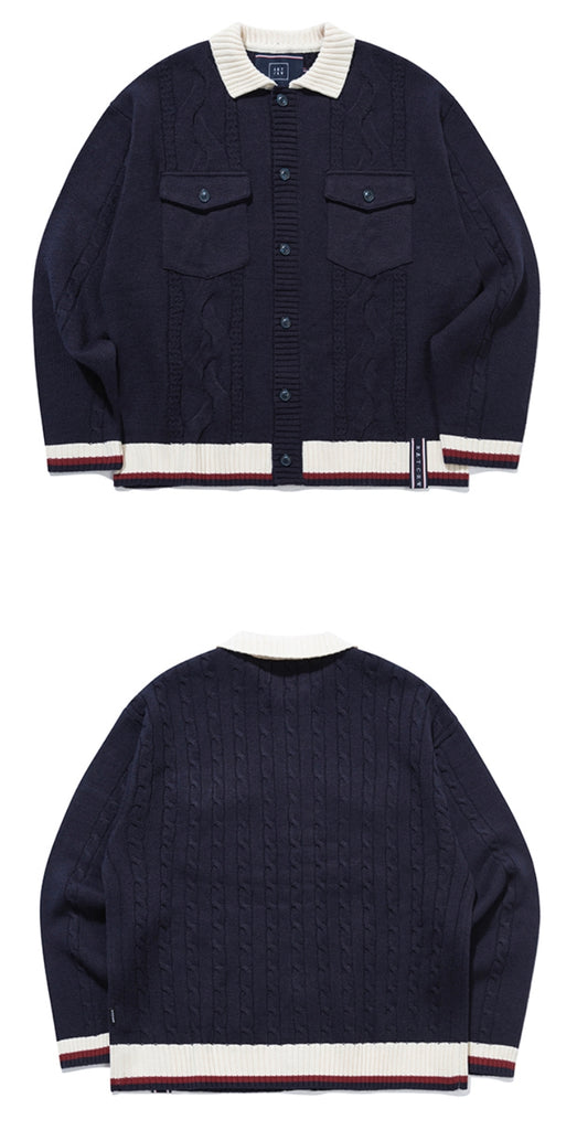 ロマンティッククラウン(ROMANTIC CROWN)  CABLE KNIT JACKET_NAVY