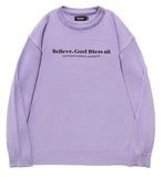 セイントペイン(SAINTPAIN)  SP Beileve Semi Over Knit-Light Purple