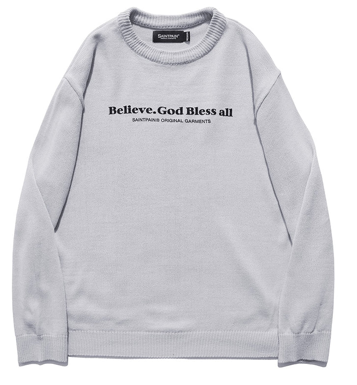 セイントペイン(SAINTPAIN)  SP Beileve Semi Over Knit-Gray