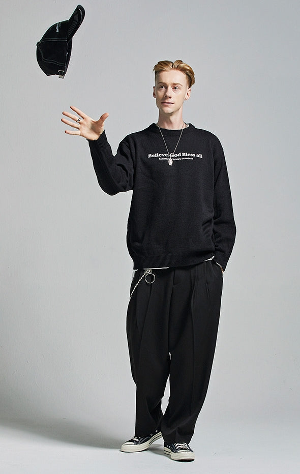 セイントペイン(SAINTPAIN)  SP Beileve Semi Over Knit-Black
