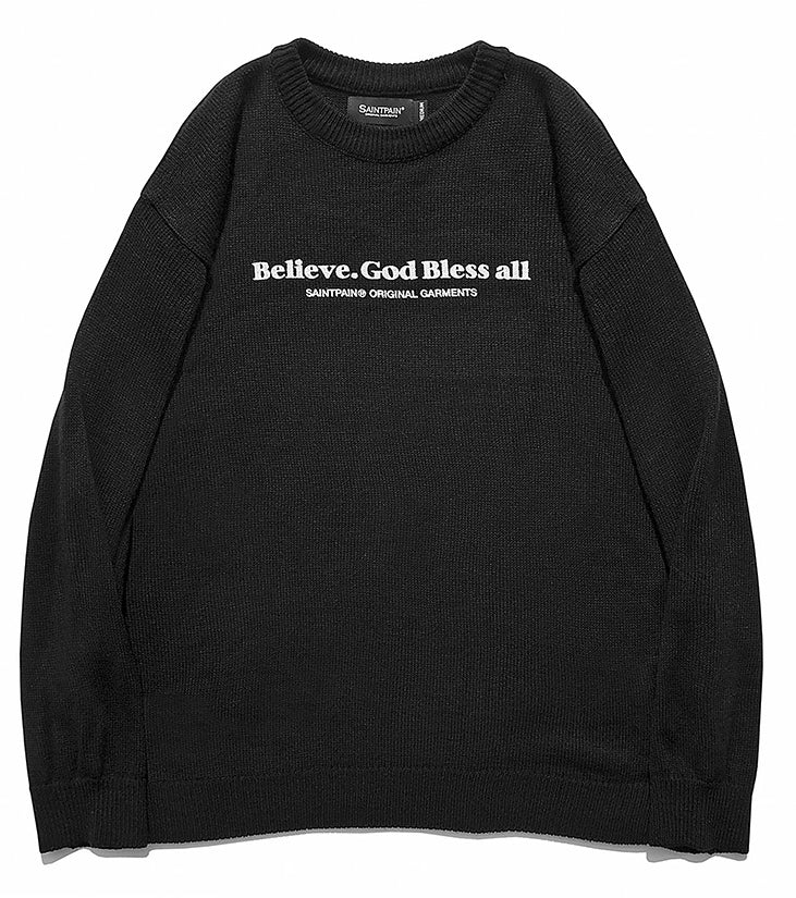 セイントペイン(SAINTPAIN)  SP Beileve Semi Over Knit-Black