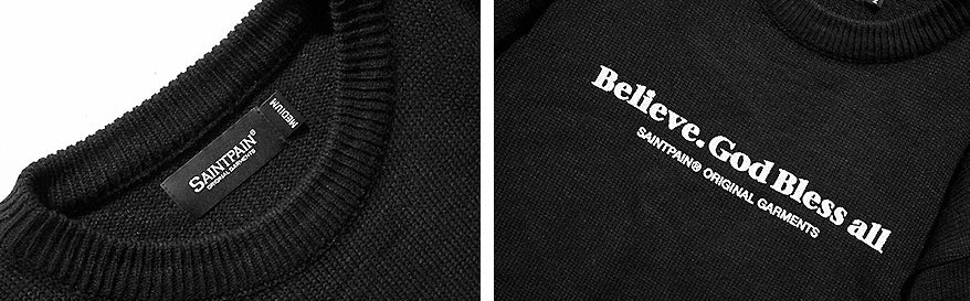 セイントペイン(SAINTPAIN)  SP Beileve Semi Over Knit-Black