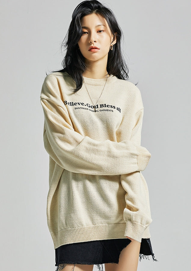 セイントペイン(SAINTPAIN)  SP Beileve Semi Over Knit-Beige