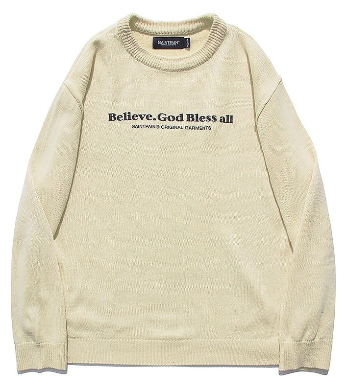 セイントペイン(SAINTPAIN)  SP Beileve Semi Over Knit-Beige