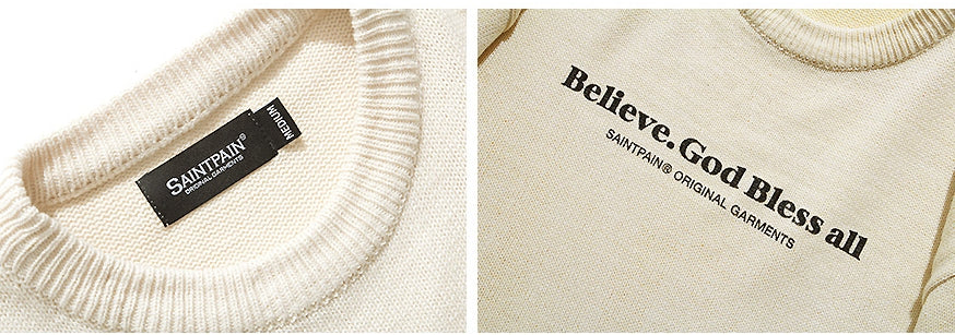 セイントペイン(SAINTPAIN)  SP Beileve Semi Over Knit-Beige
