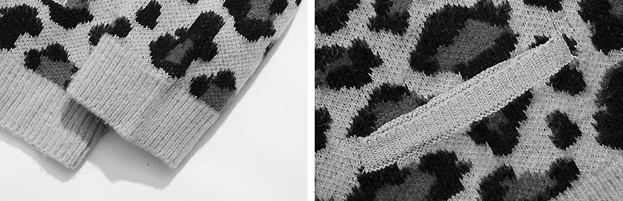 セイントペイン(SAINTPAIN)  SP Semi Over Leopard Cardigan-Gray