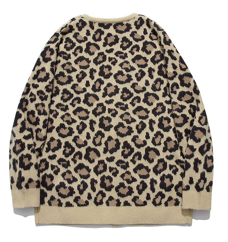 セイントペイン(SAINTPAIN)  SP Semi Over Leopard Cardigan-Beige