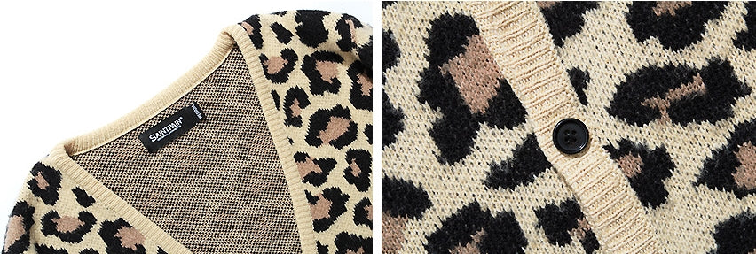 セイントペイン(SAINTPAIN)  SP Semi Over Leopard Cardigan-Beige