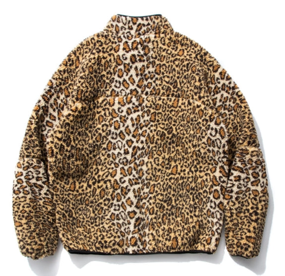 セイントペイン(SAINTPAIN)  SP Leopard Boa Fleece Zip Up Jacket-Yellow
