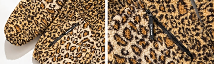 セイントペイン(SAINTPAIN)  SP Leopard Boa Fleece Zip Up Jacket-Yellow