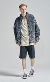 セイントペイン(SAINTPAIN)  SP Leopard Boa Fleece Zip Up Jacket-Gray