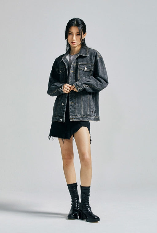 セイントペイン(SAINTPAIN) SP Denim Washed Trucker Jacket-Black