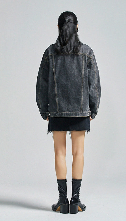 セイントペイン(SAINTPAIN) SP Denim Washed Trucker Jacket-Black