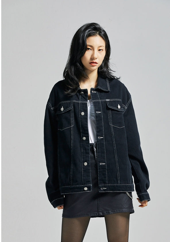 セイントペイン(SAINTPAIN) SP Cotton Twill Trucker Jacket-Black