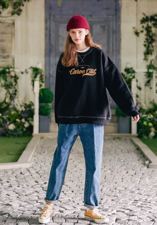 ダブルユーブイプロジェクト(WV PROJECT) Outstitch Sweatshirt Black JIMT7460