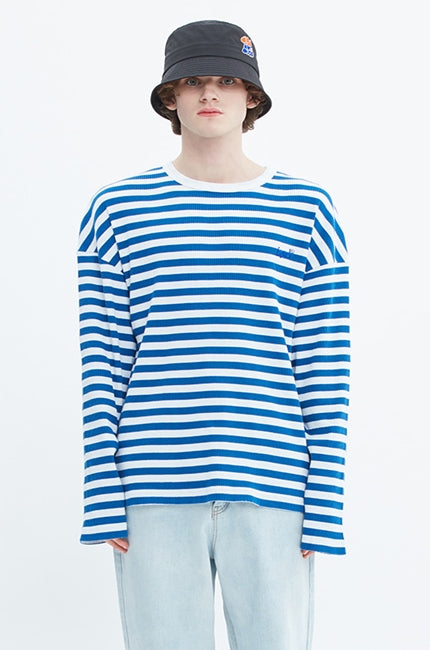 ベドインベド(BADINBAD) BASIC STRIPED LONG SLEEVE_BLUE