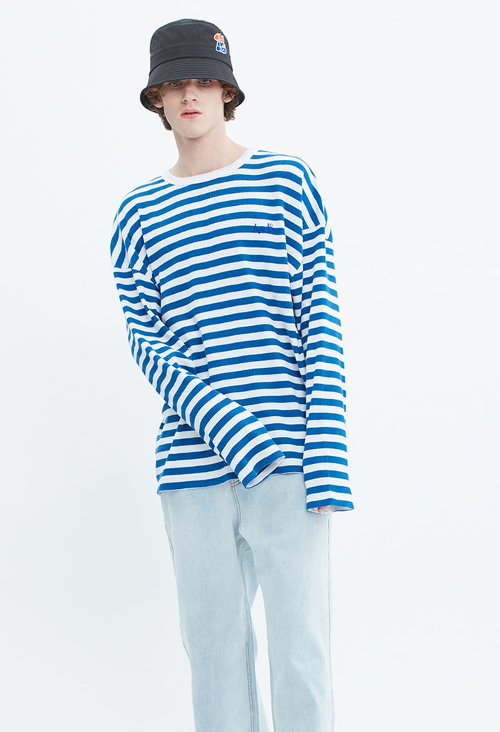 ベドインベド(BADINBAD) BASIC STRIPED LONG SLEEVE_BLUE