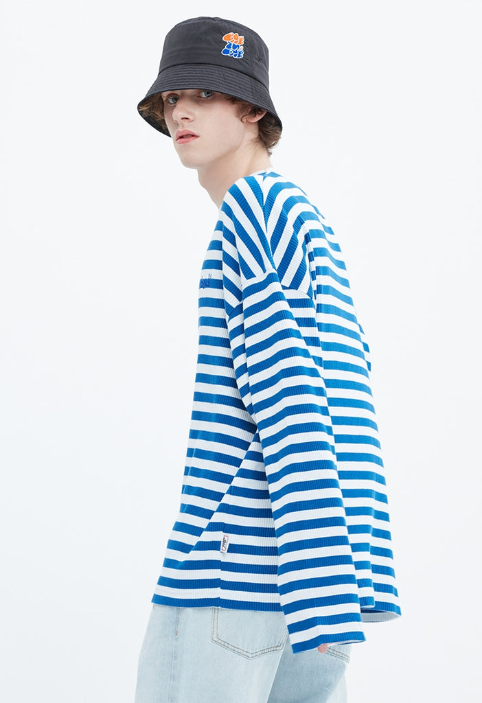 ベドインベド(BADINBAD) BASIC STRIPED LONG SLEEVE_BLUE