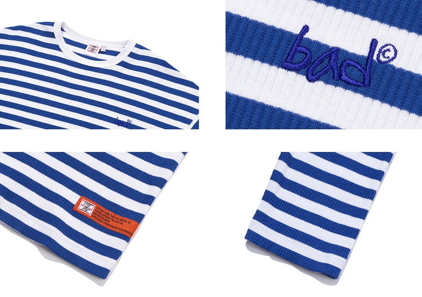 ベドインベド(BADINBAD) BASIC STRIPED LONG SLEEVE_BLUE