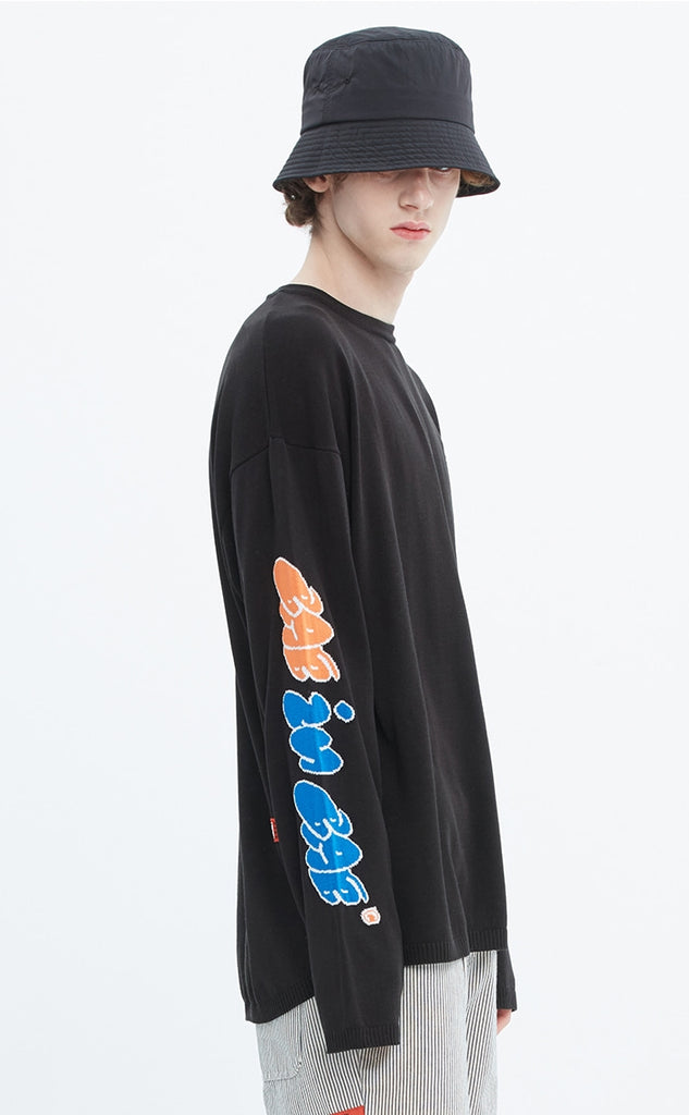 ベドインベド(BADINBAD) FAT LOGO LAYERED KNIT_BLACK