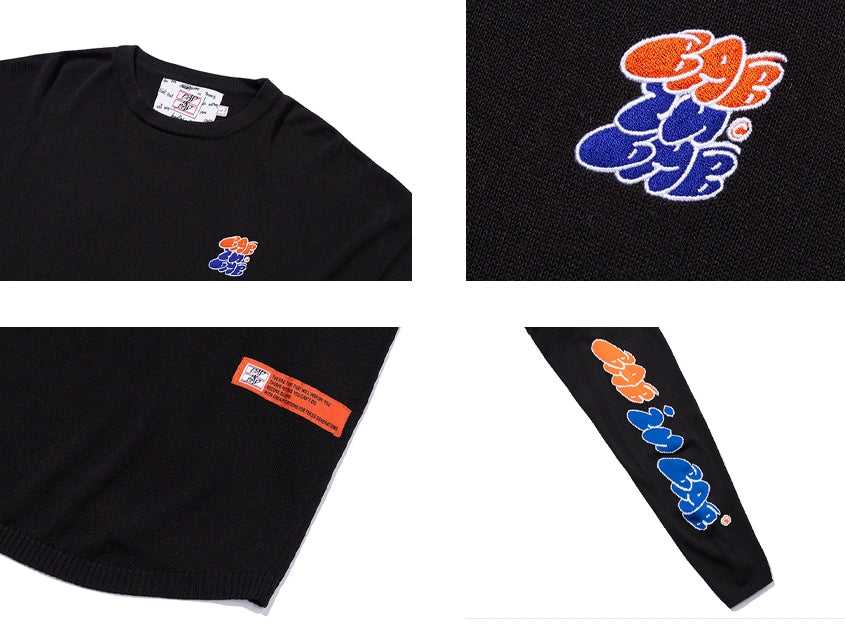 ベドインベド(BADINBAD) FAT LOGO LAYERED KNIT_BLACK