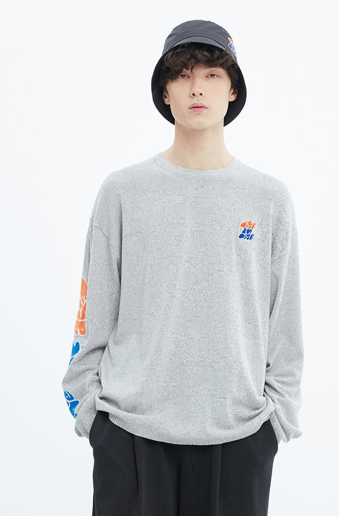 ベドインベド(BADINBAD) FAT LOGO LAYERED KNIT_GREY